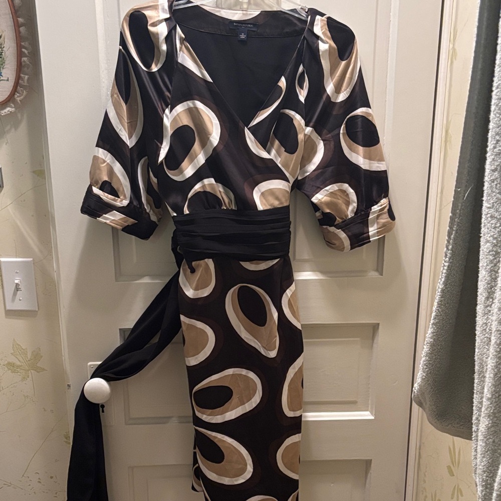 Banana Republic Black and Brown Patterned Dress